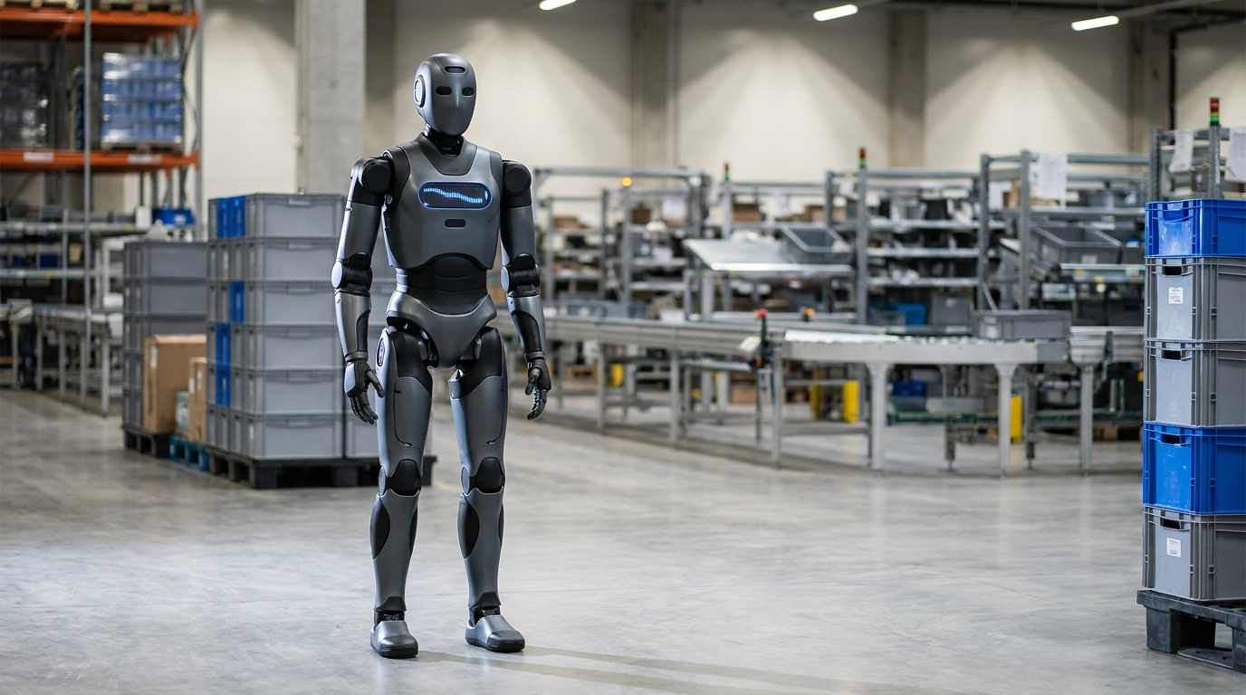 Humanoidný robot v logistickom sklade